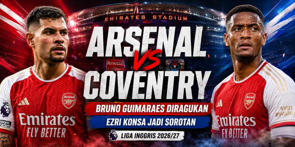 Arsenal vs Coventry di Liga Inggris 2026/27: Bruno Guimaraes Diragukan, Ezri Konsa Jadi Sorotan