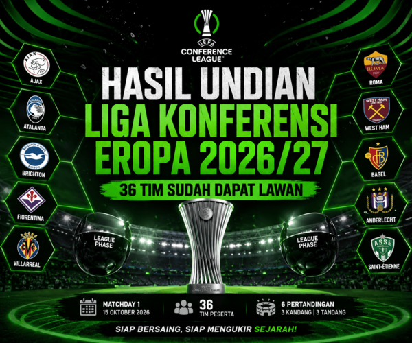 Hasil Undian Liga Konferensi Eropa 2026/27: 36 Tim Sudah Dapat Lawan