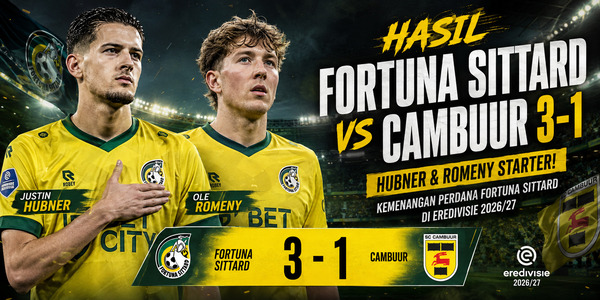 Hasil Fortuna Sittard vs Cambuur 3-1: Hubner dan Romeny Starter, Kemenangan Perdana di Eredivisie