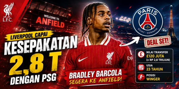 Liverpool Capai Kesepakatan 2,8 T dengan PSG, Bradley Barcola Segera ke Anfield!