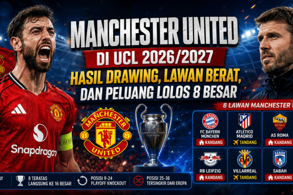 Manchester United di UCL 2026/2027: Hasil Drawing, Lawan Berat, dan Peluang Lolos 8 Besar