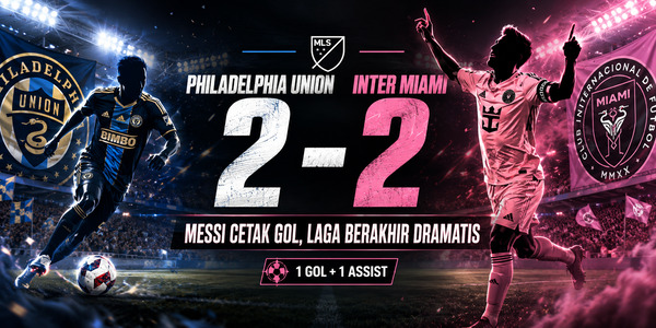 Philadelphia Union vs Inter Miami 2-2: Messi Cetak Gol, Laga Berakhir Dramatis