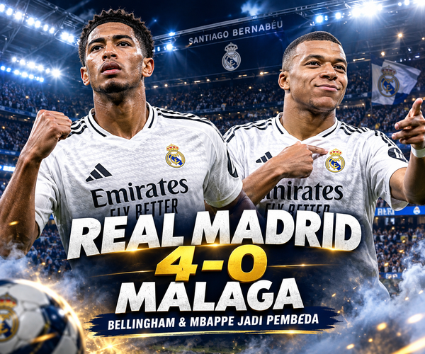 Real Madrid vs Malaga Berakhir 4-0, Bellingham dan Mbappe Jadi Pembeda