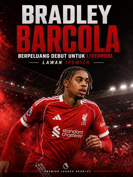 Bradley Barcola Berpeluang Debut untuk Liverpool Lawan Ipswich