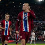 Haaland Brace, Norwegia Kalahkan Denmark 3-2 Erling Haaland merayakan gol Norwegia dalam pertandingan melawan Denmark di Oslo
